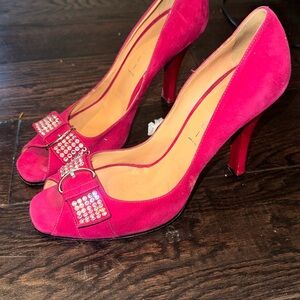 HOT pink rhinestone CASADEI heels shoes high blades